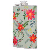 Red Poinsettia Christmas Floral Flachmann (Links)