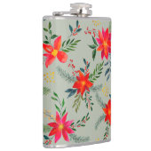 Red Poinsettia Christmas Floral Flachmann (Rechts)