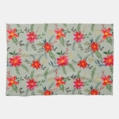 Red Poinsettia Christmas Floral Geschirrtuch (Horizontal)