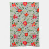 Red Poinsettia Christmas Floral Geschirrtuch (Vertikal)