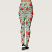 Red Poinsettia Christmas Floral Leggings (Rückseite)