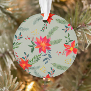 Red Poinsettia Christmas Floral Ornament