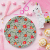 Red Poinsettia Christmas Floral Pappteller (Party)