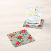 Red Poinsettia Christmas Floral Rechteckiger Pappuntersetzer (Vor Ort)