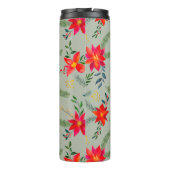 Red Poinsettia Christmas Floral Thermosbecher (Rückseite)