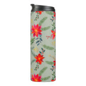 Red Poinsettia Christmas Floral Thermosbecher (Nach rechts gedreht)