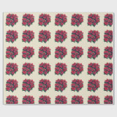Red Poinsettia Christmas Flower On Light Yellow Geschenkpapier (Flach)