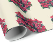 Red Poinsettia Christmas Flower On Light Yellow Geschenkpapier (Rolleneckpunkt)