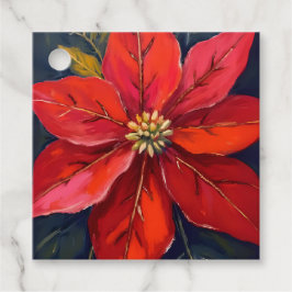 Red Poinsettia Christmas Flower Painted Geschenkanhänger