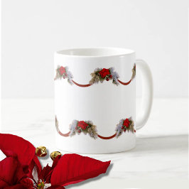 Red Poinsettia Christmas Garland Tasse