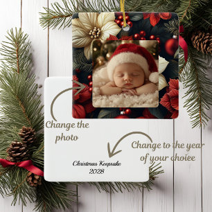 Red Poinsettia Christmas Keepake Keramikornament