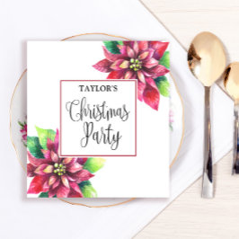 Red Poinsettia Christmas Party Serviette