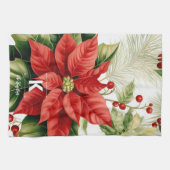 Red Poinsettia Christmas Personalized Monogram Geschirrtuch (Horizontal)