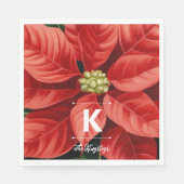 Red Poinsettia Christmas Personalized Monogram Serviette (Vorderseite)