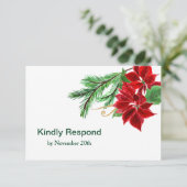 Red Poinsettia Christmas RSVP (Stehend Vorderseite)
