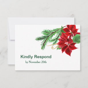 Red Poinsettia Christmas RSVP Karte