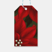 Red Poinsettia Christmas Snow Gift Tag Geschenkanhänger (Rückseite)