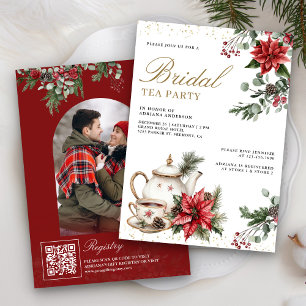 Red Poinsettia Christmas Tee Party Brautparty Einladung