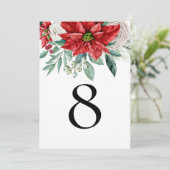 Red Poinsettia Christmas Tischnummer (Stehend Vorderseite)