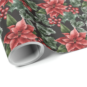 Red Poinsettia Christmas Wrapping Paper Geschenkpapier