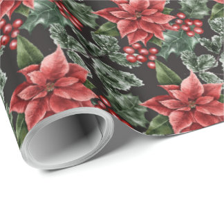 Red Poinsettia Christmas Wrapping Paper Geschenkpapier