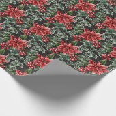 Red Poinsettia Christmas Wrapping Paper Geschenkpapier (Ecke)
