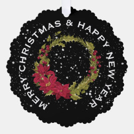 RED POINSETTIA CHRISTMAS WREATS, PERSONALISIERT ORNAMENT KARTE