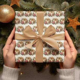 Red Poinsettia Coquette Gold Bucht Weihnachten Geschenkpapier