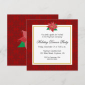 Red Poinsettia Corporate Holiday Dinner Party Einladung (Vorne/Hinten)