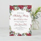 Red Poinsettia CORPORATE Weihnachtsfeier Einladung (Stehend Vorderseite)