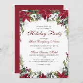 Red Poinsettia CORPORATE Weihnachtsfeier Einladung (Vorne/Hinten)
