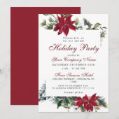 Red Poinsettia CORPORATE Weihnachtsfeier Einladung (Vorne/Hinten)
