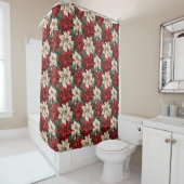 Red Poinsettia Curtain Classic Christmas Elegance Duschvorhang (Beispiel)