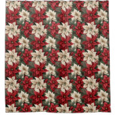 Red Poinsettia Curtain Classic Christmas Elegance Duschvorhang (Vorderseite)