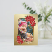 Red Poinsettia Custom Foto Gold Weihnachten (Stehend Vorderseite)