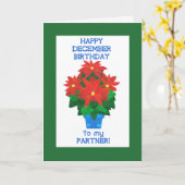 Red Poinsettia Dezember Geburtstag für Partner Karte (Gelbe Blume)