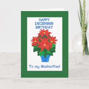Red Poinsettia Dezember Geburtstag von Godmutter Karte