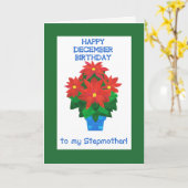 Red Poinsettia Dezember Geburtstag von Stepmutter Karte (Gelbe Blume)