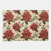 Red Poinsettia Dish Towel Watercolor Holiday Gift Geschirrtuch (Horizontal)