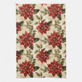 Red Poinsettia Dish Towel Watercolor Holiday Gift Geschirrtuch (Vertikal)