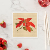 Red Poinsettia Ecru Standard Cocktail Napkin Serviette (Beispiel)