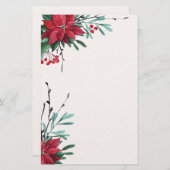 Red Poinsettia Elegante Holiday Stationery Briefpapier (Vorne/Hinten)