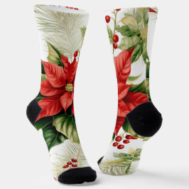 Red Poinsettia Festivals Socken