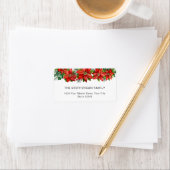 Red Poinsettia Festliche Weihnachtsfeier Rücksende Adressaufkleber (Insitu)