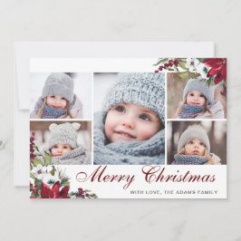 Red Poinsettia Floral 5 FOTO Weihnachtskarte Dankeskarte