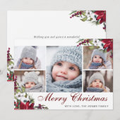 Red Poinsettia Floral 5 FOTO Weihnachtskarte Dankeskarte (Vorne/Hinten)