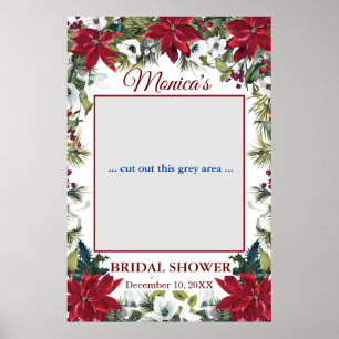 Red Poinsettia Floral Brautparty Foto Prop Poster