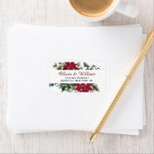 Red Poinsettia Floral Christmas Address Label Adressaufkleber (Insitu)