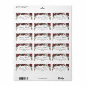 Red Poinsettia Floral Christmas Address Label Adressaufkleber (Vorne)