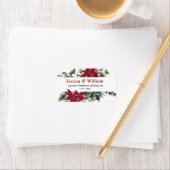 Red Poinsettia Floral Christmas Address Label Adressaufkleber (Insitu)